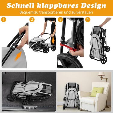 Візок для тварин GOPLUS 2-в-1: розкладний, для кота та собаки, сірий