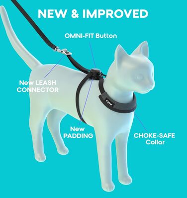 Шлейка для собак та котів Furee з застібкою-кнопкою, чорна/сіра, розмір M, анти-зрив, регульована, для малих порід, кроликів, хом'яків