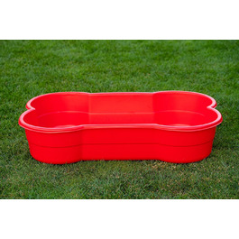 Стійкий басейн для собак DogsLand XXL 120x25x80 см, червоний, у формі кістки, для малих і великих порід, для саду та балкону, нейлоновий, міцний, стійкий до подряпин