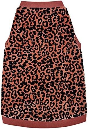 Футболка для кота Сфінкс з органічної велюрової тканини з леопардовим принтом (L), червона