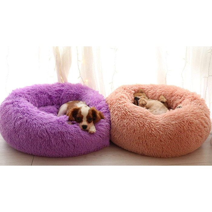 Розкішне ліжко для собак та котів з м'якого хутра, машинного прання, самонагріваюче, з м'якою подушкою, для середніх та великих тварин (XL: 100 см, фіолетовий)