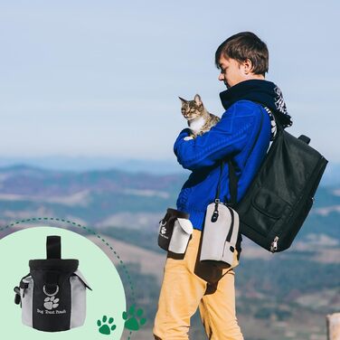 Сумка для ласощів для собак FERCAISH, сумка для корму, сумка для тренування собак Oxford, сумка для тренування собак з вільною рукою, сумка для ласощів з інтегрованим диспенсером для відходів для собак