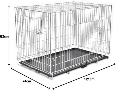 Складаний металевий вольєр для собак vidaXL XXL, транспортна клітка 121x74x83 см