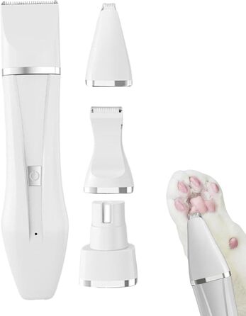 Багатофункціональний бездротовий тихий тример для догляду за тваринами, 4-в-1: тример, триммер для лап, точилка для нігтів. Підходить для собак, котів та інших дрібних тварин (білий)