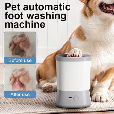 Електрична мийка для лап собак Fockety, автоматичний очищувач лап для цуценят, перезаряджається, білий, для собак та котів середніх розмірів