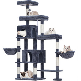 Котячий будиночок Hey-brother XXL для великих котів, 180 см, стабільний, сірий (EMPJ038MU)