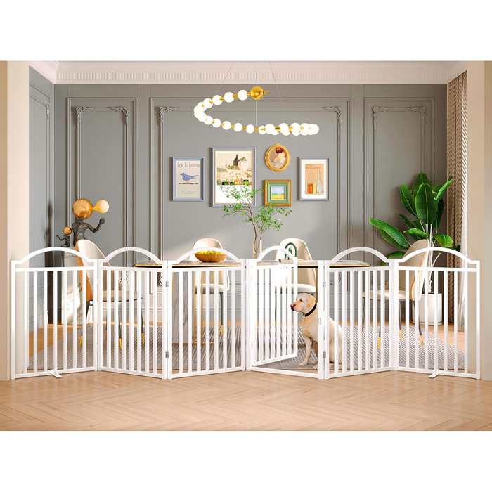 Металеве вольєр для собак BHG, без монтажу, з дверцятами, 243.8 x 81.3 см, аккордеон, для дому та саду, білий