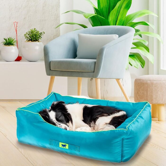 Ортопедичне ліжко для собак великих порід Ferplast: м'яке, знімний чохол, водонепроникне, 110 x 70 x 8 см (блакитне)