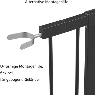 Ворота для собак Unipaws: прозорі, без свердління, 74-109 см, для дверних прорізів та сходів, білий (чорний)