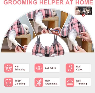 Гамак для грумінгу собак BeautyZoo з регульованою шлейкою та сталевим гребінцем, фіксатор для догляду за тваринами для підстригання нігтів та стрижки, ідеальний гамак для собак для безпечного та безстресового догляду XS (відстань між ногами: 1.8-2.4 м / М