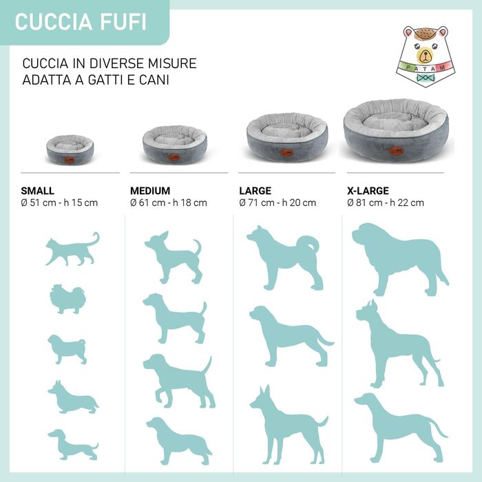 Кругле ліжко для собак та котів Fufi Large, 71 см, з м'якими краями, універсальне, нековзне, знімне, для прання в машині