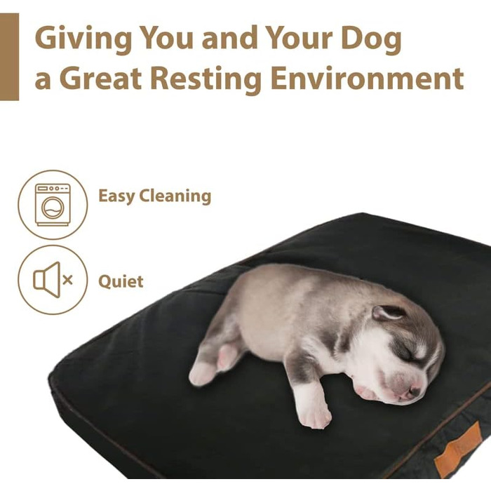 Ліжко для собак Ellie-Bo, розмір S, 56 x 41 x 10 см, чорний з коричневими паспалями. М'який матрац, водовідштовхувальний матеріал Oxford, наповнювач: поліестер. Підходить для клітки 61 см