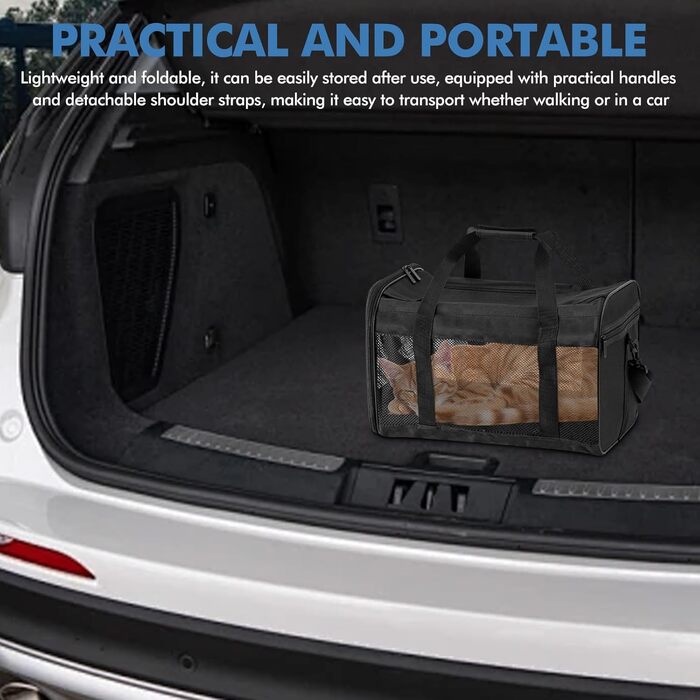 Транспортна переноска для котів та собак WANDGU: складана переноска з мискою для води, 42 x 27 x 28 см