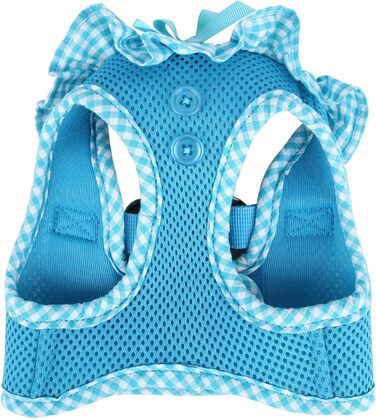 Шлейка для собак Puppia Vivien West - регульована, м'яка, в клітинку (Himmelblau, XS)