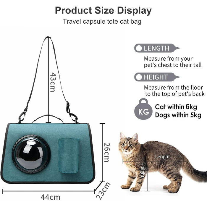 PETCUTE Транспортна сумка для собак та котів, складана, дихаюча, з регульованим плечовим ременем, знімний килимок, схвалена авіакомпаніями, чорна