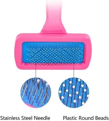 Бурштук для догляду за шерстю котів з довгим хутром, щітка для собак та котів, гребінець для котів, щітка для догляду за тваринами, для кошенят, кроликів, інструмент для видалення шерсті, масажна чистка, рожевий колір