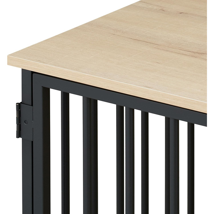 Клітка для собак Relaxdays, сіра/чорна, розмір 65,5x102x60 см, з двома мисками, з дерева, MDF & сталь