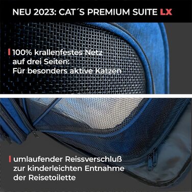 Транспортна переноска для котів You Decide Munich Cat Premium Suite LX (блакитна) з туалетом, складна