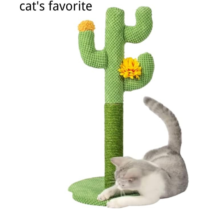 Котячий когтетоп-кактус: стабільний, з натурального сизалю, 30x60 см, зелений