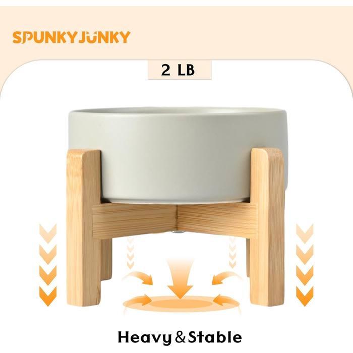 Керамічна миска для собак SPUNKYJUNKY з підставкою, набір для корму та води, піднята, нековзка, для середніх порід, 2 x 813 мл, сіра