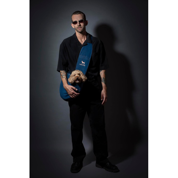 Сумочка для собак Noah & Paw до 10 кг, преміум денім, регульований ремінь, м'яке хутро, 3 системи безпеки