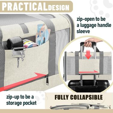 Транспортна сумка GAPZER для собак та котів, Softshell, для чихуахуа, мейн-куна, до 11,3 кг, коричнева (бежева)