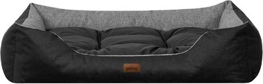 Крісло-ліжко для собак великих, середніх та малих порід - зручне ліжко для домашніх тварин - водонепроникне, розмір L, 92x73 см, графіт з чорним