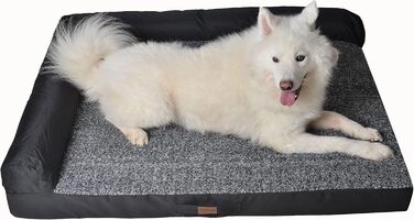 М'яке ліжко для собаки RAIKOU з плюшем, миюче, сіре 80x60x7 см, подушка 30x25 см