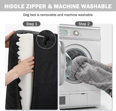 Ортопедичне ліжко для собак великих порід, водонепроникне, знімний чохол, чорний колір, розмір L (35'x 25'x 6.5')