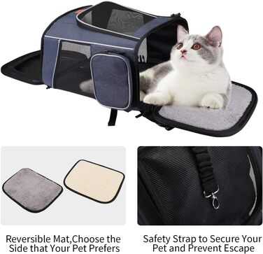 Рюкзак для кота Morpilot, рюкзак для собаки, складаний рюкзак для домашніх тварин з прозорим вікном, дихаючий та легкий, блакитний, 33L, 33 x 28 x 42 см