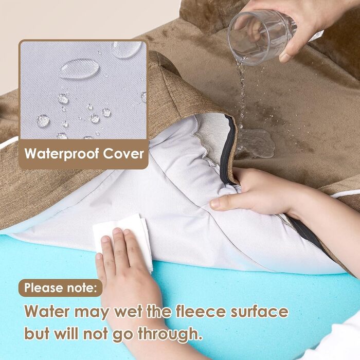 Ортопедичне ліжко для собак великих порід, 112x81 см, кошик для собак з Memory Foam XL, вологостійке собаче ліжко з високим бортиком, зручна собача кушетка, Kamel 112 x 81 x 17.5 см