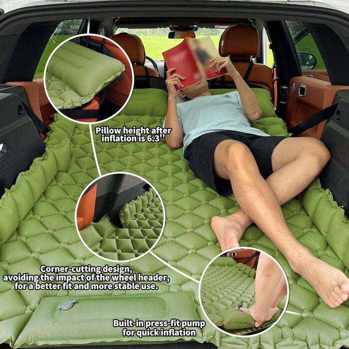 Підставка для авто-ліжка EULANT: розширює заднє сидіння для комфорту та собак, підходить для більшості авто, SUV, MPV (зелена)