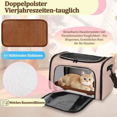 Транспортна сумка для котів та маленьких собак – складана, добре провітрювана переноска. Сумка для котів з водонепроникним вкладишем для безпечного транспортування до ветеринара, у подорожах та в автомобілі (Коричнева)