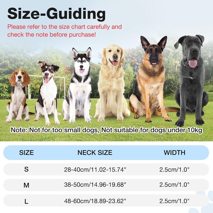 Світлодіодне нашийник для собак Leuchthalsband PcEoTllar, водонепроникний, 7 кольорів, регульований, для малих та великих собак, чорний (синій, S)