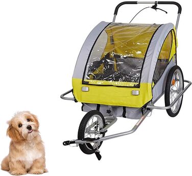 Причіп для велосипеда з собакою, для дитячої коляски, з амортизацією, світловідбивачами, вантажопідйомністю 40 кг, сірий