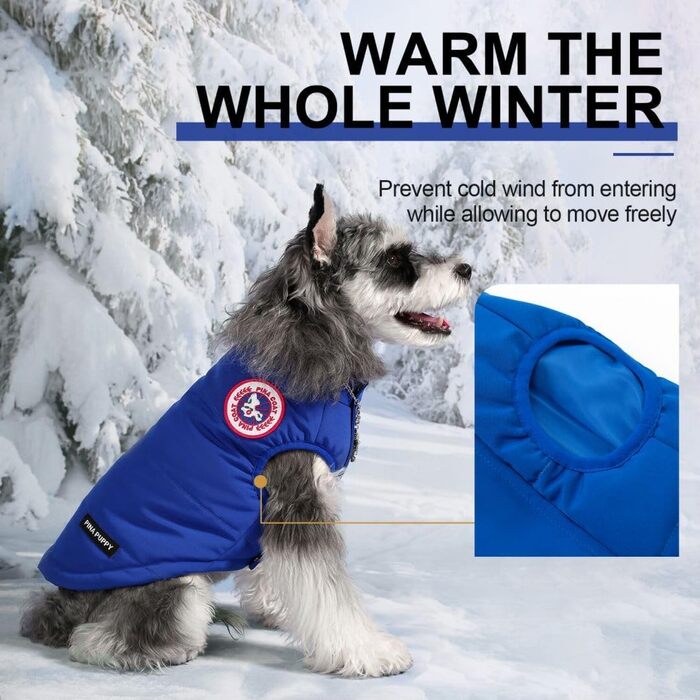 Зимовий одяг для собак PINA: тепла куртка, жилет та вітрозахисний одяг для малих та великих собак. Червоний, синій, розмір S