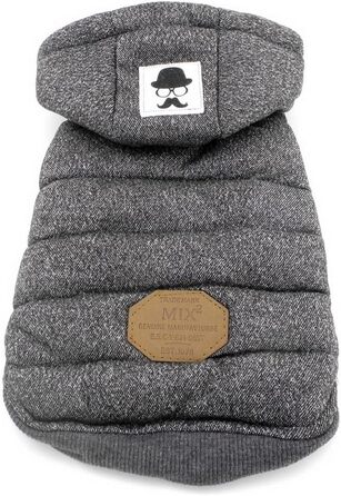 Зунеа - теплий зимовий пуховик для собак маленьких порід, флісова куртка з капюшоном, вітронепроникний одяг для цуценят, жилет, одяг для собак/кішок, сірий, розмір M