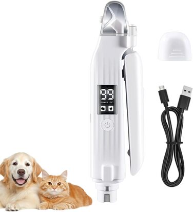 Електричний триммер для когтів тварин MiOYOOW з LED-підсвічуванням, акумуляторний, для котів та інших порід