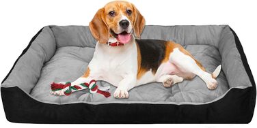 Крісло-ліжко для собак великих порід, м'яке, зручне, чорно-сіре, 90x70 см