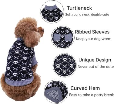 Светр для собак Cutebone на Halloween з принтом піратського черепа, одяг для цуценят, зручні світшоти та накидки з отвором для повідка, DS39M-DE M
