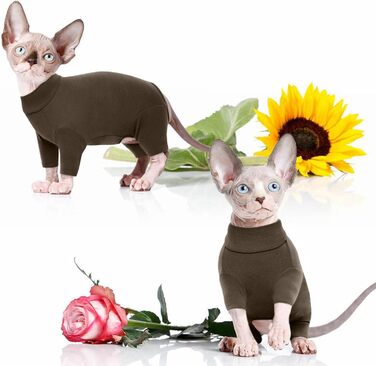 Одяг для котів, пуловер для Sphynx, Cornish Rex, Devon Rex, Peterbal (темно-коричневий, L)
