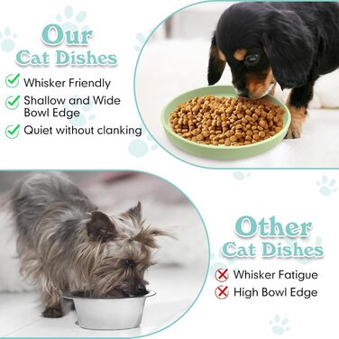 Набір мисок для корму для собак і котів з силікону, 2 шт. - плоскі, для сухого та вологого корму, 17,8 см