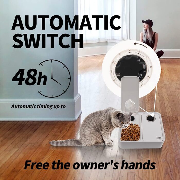 Автоматичний диспенсер для котячого корму ALL FOR PAWS: 2 порції, підходить для сухого та вологого корму, з таймером на 48 годин, миється в посудомийній машині