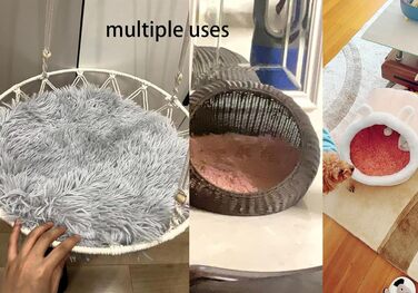 Кругле плюшеве ліжко для котів та собак RICHRAIN, 50 см, біле