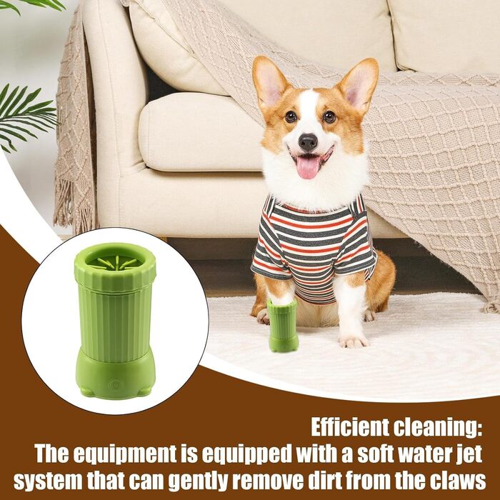 Автоматичний мийка лап для собак: USB-зарядка, для середніх собак, зелена