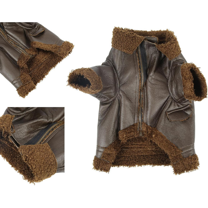 Зимова куртка для собак Pssopp з PU-шкіри, плюшевий підкладка, для маленьких, середніх та великих собак, для прогулянок на вулиці (XL, XL)