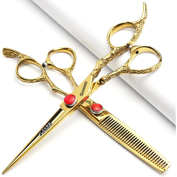 Професійні ножиці для перукарів 7 дюймів з візерунком троянд, перукарські інструменти, набір японських ножиць з нержавіючої сталі