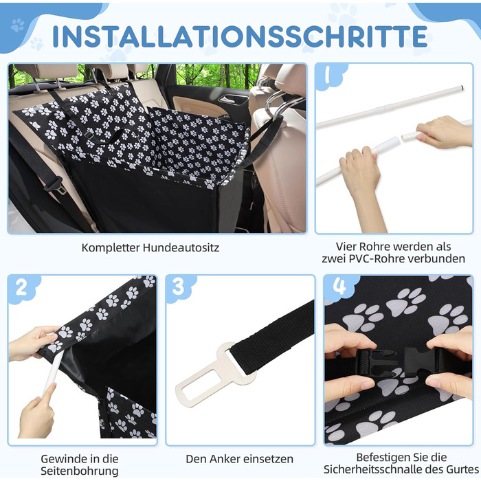 Захист для автосидіння для собак Wimypet, водовідштовхувальний, з ременем безпеки, 57x57x33 см