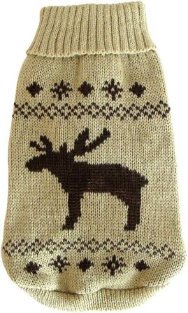 Вольтерс | Пуловер з оленем у бежево-коричневому кольорі | Довжина спини 30 см