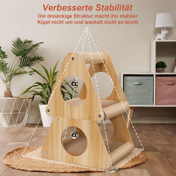 Кігтеточка Ownpets для котів, будиночок, 54 см, багатофункціональна, екологічна, стабільна, ідеальна для відпочинку та заточування кігтів